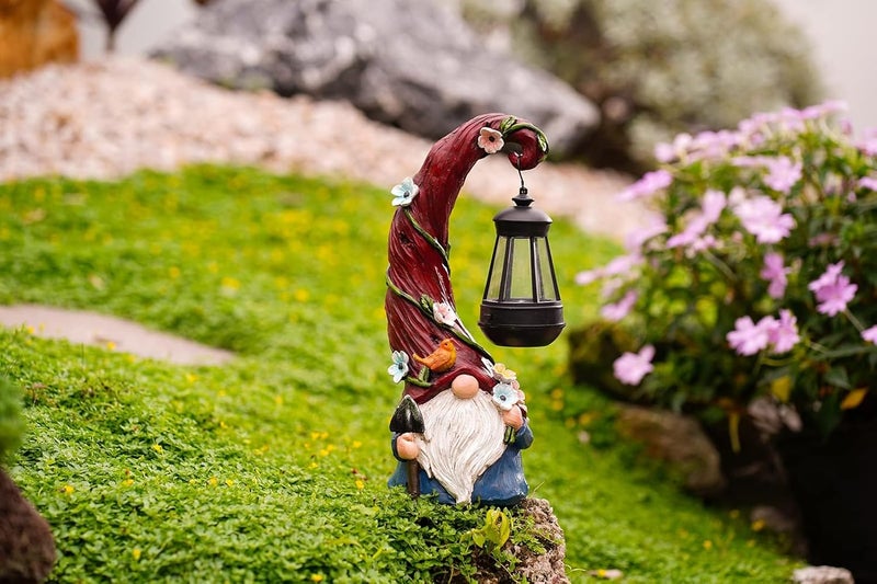Pohabery Gnome Garden Decor Statue Solar Gnomes Decorations for Yard with Lantern Light Outdoor Decorations for Patio Mom Gift - Image 5